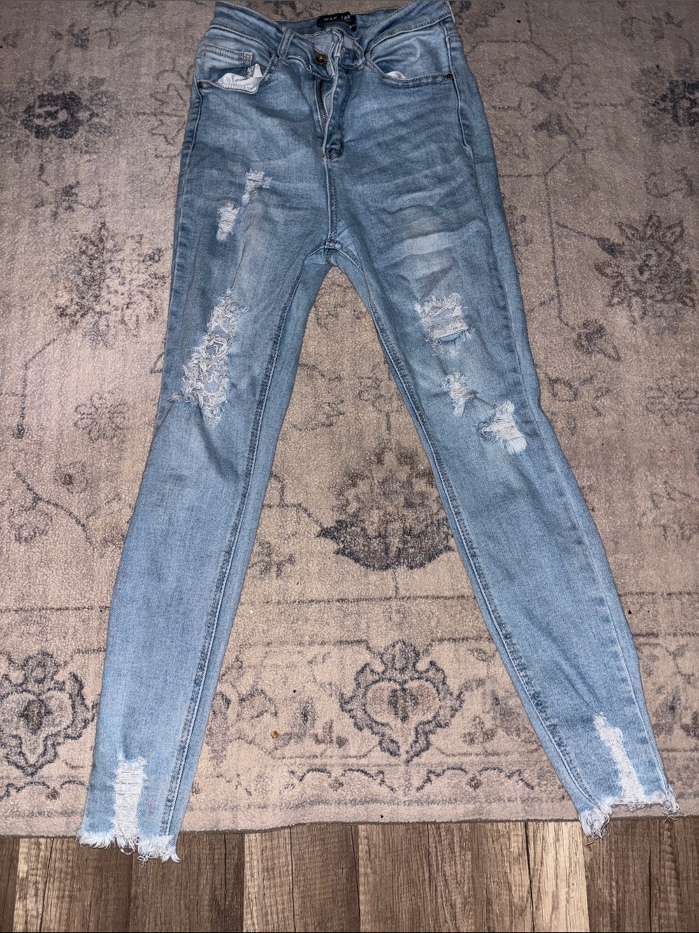 Wax Jean Light Blue Distressed Skinny Jeans